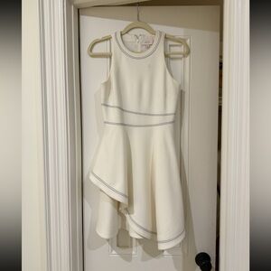 CINQ A SEPT MINI DRESS WITH ASYMMETRICAL TRIM